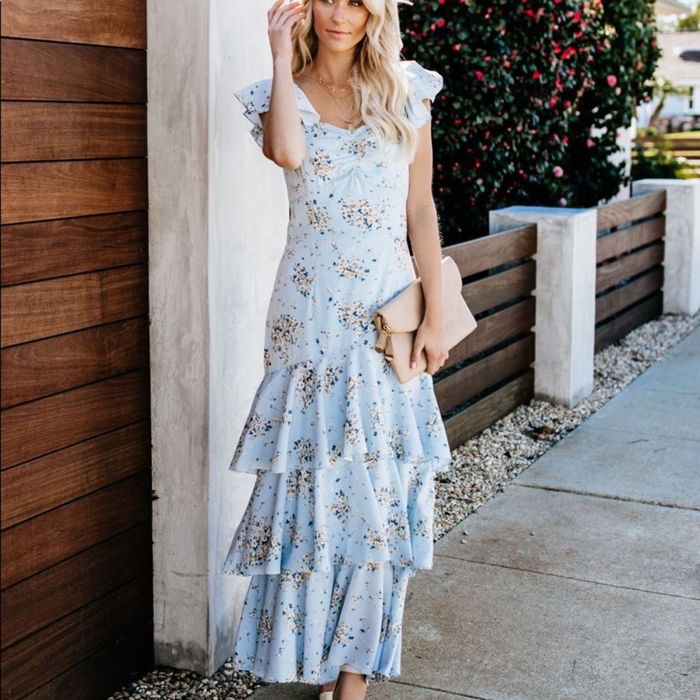 Fairy Garden Tiered Floral Maxi Dress